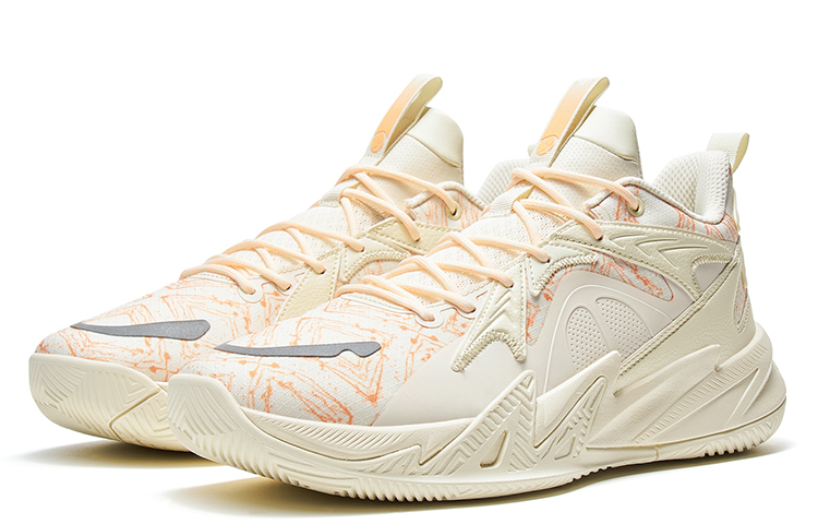 XTEP Reverse 1 V2 Slip Resistant Abrasion Resistant Low top Basketball Shoes Men’s Beige Orange
