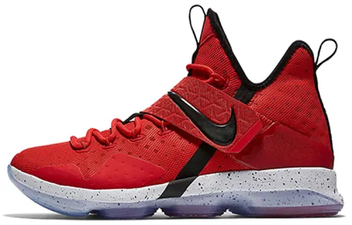 Nike Lebron 14 University Red James 14 round head lace shock-absorbing and anti-slip middle-top practical basketball shoes men's university red