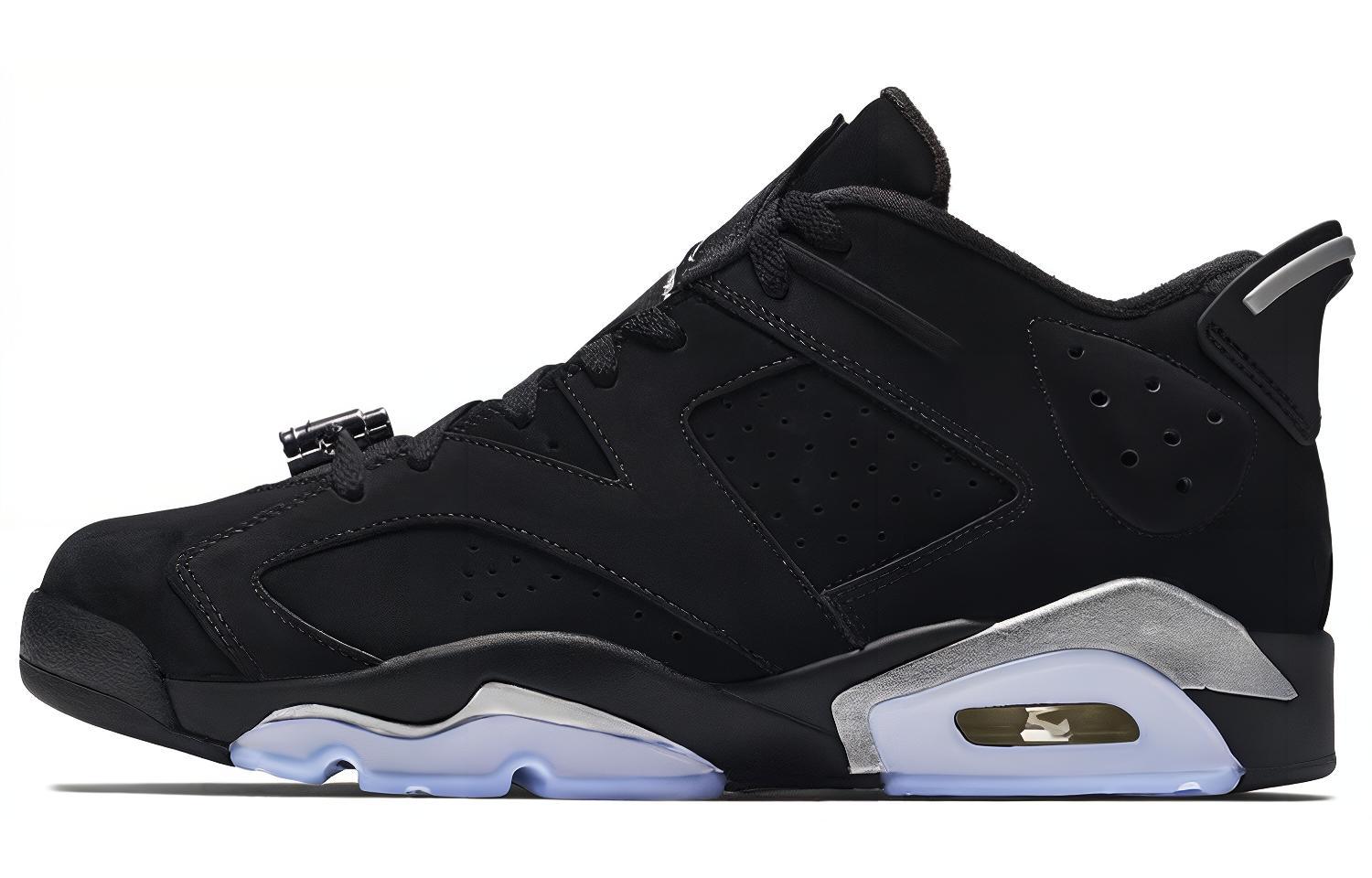 Мужские кроссовки Jordan Air Jordan 6 Retro Low Chrome (черно-серебристые)