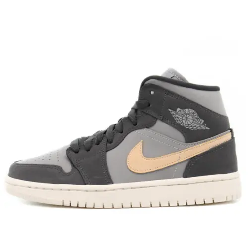 Jordan Air Jordan 1 Mid Leather Comfortable and Versatile Shock Absorbing Anti-Slip Mid Top Retro Basketball Shoes Women's Black Gray Pink