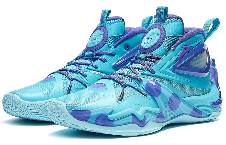 XTEP Fierce Battle 1.0 Monsters University High top Performance Basketball Shoes Men’s Blue Purple Monster