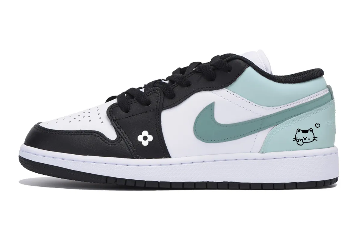 Jordan Air Jordan 1 Low top Vintage Basketball Shoes Men's Black White Green