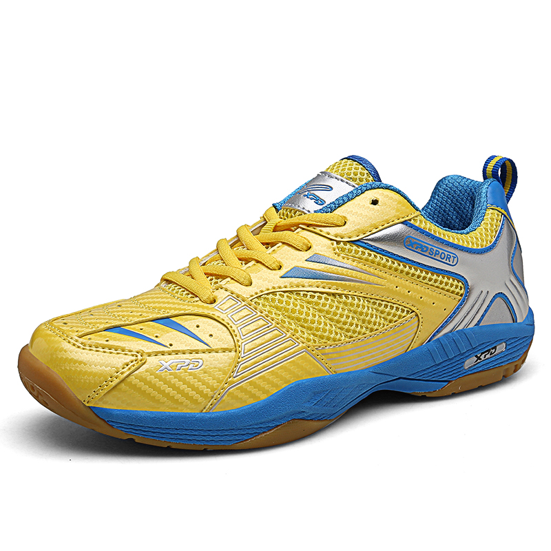 XPD Slip Resistant, Abrasion Resistant, Breathable, Rebound Low top Badminton Shoes Unisex Yellow Blue
