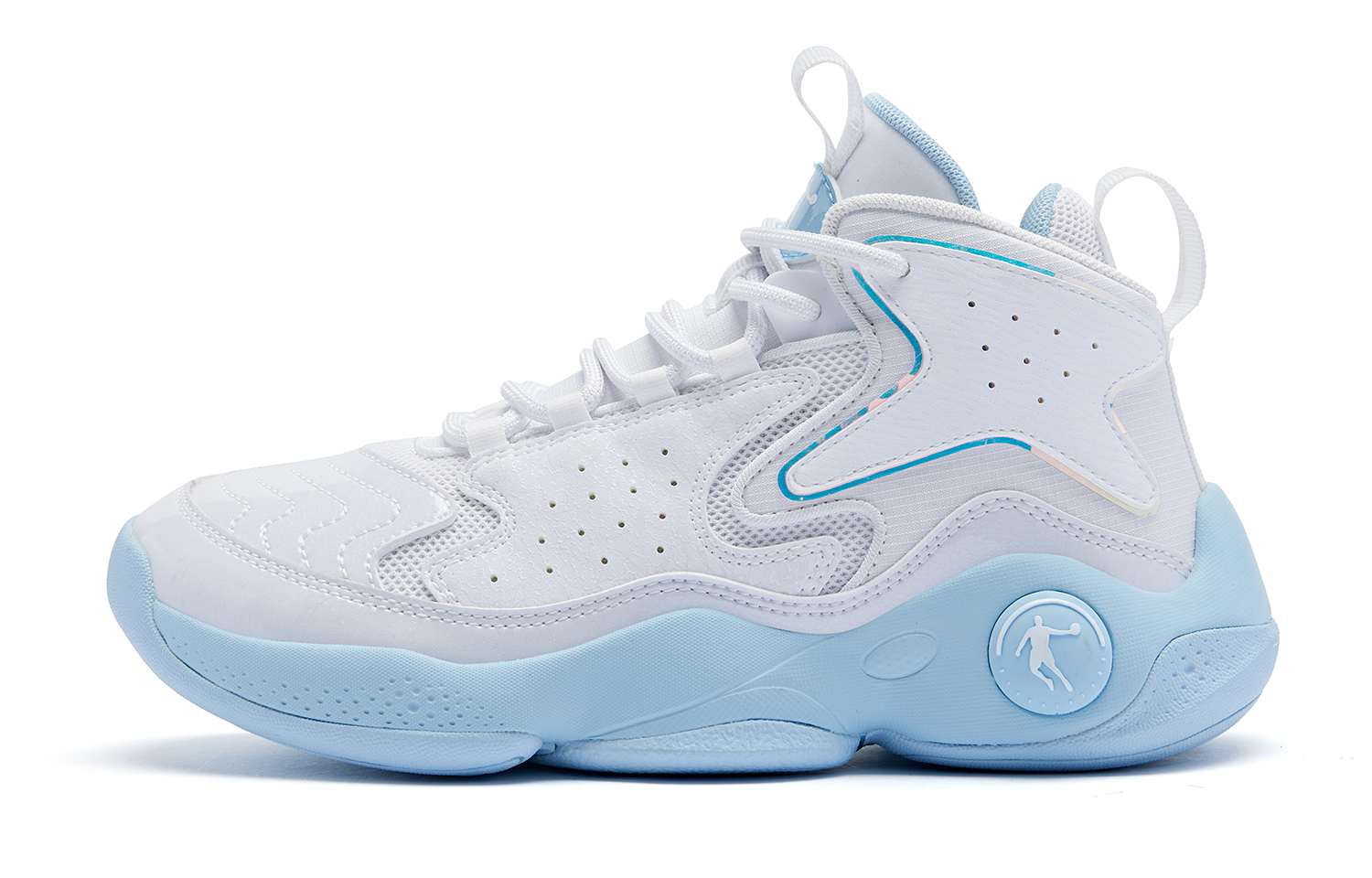 QIAODAN Cushioning Abrasion Resistant Cushioning, Wear Resistant High top Basketball Shoes Women’s White Blue
