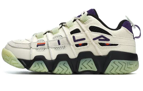 FILA FUSION BUSTER Puffy Shoes Textile, Synthetic Leather Low top Vintage Basketball Shoes Women's White Purple