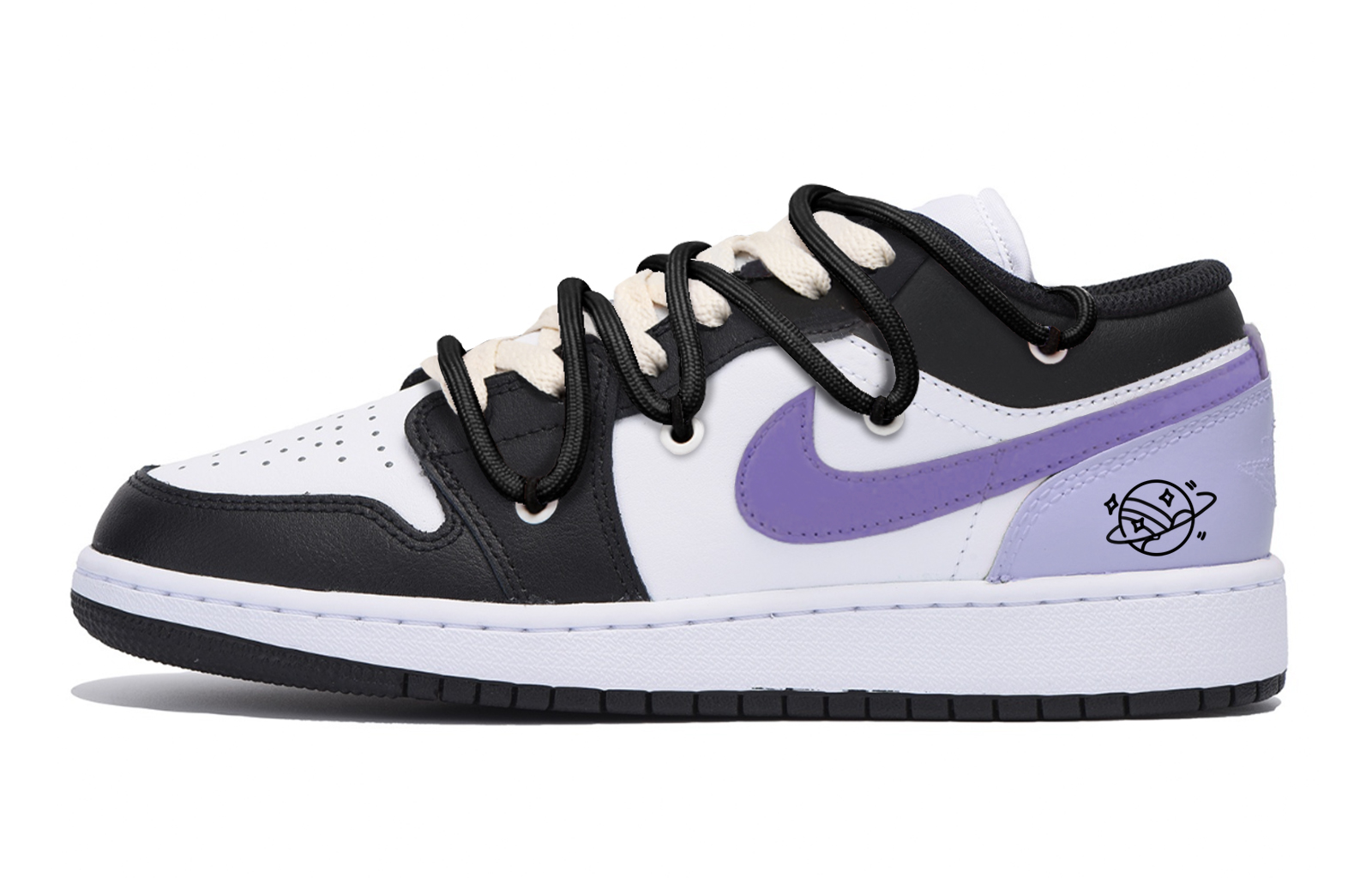 Jordan Air Jordan 1 Abrasion Resistant Slip Resistant Low top Vintage Basketball Shoes Men’s Black White Purple