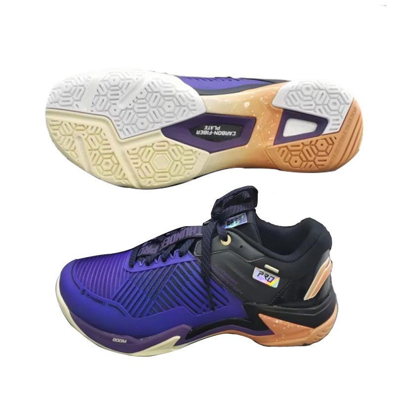 Li Ning Pro Textile, Synthetic Leather Cushioning Slip Resistant Abrasion Resistant Low top Badminton Shoes Unisex