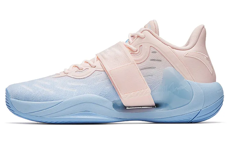 Anta Water Flower 4 LA Nitrogen Technology Abrasion Resistant Breathable Low top Basketball Shoes Men's Pink Blue