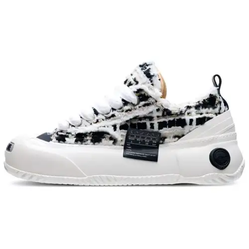 VESSEL G.O.P.2.0 Marshllow Mixed Tweed Lows Low top Canvas Shoes Unisex Black White