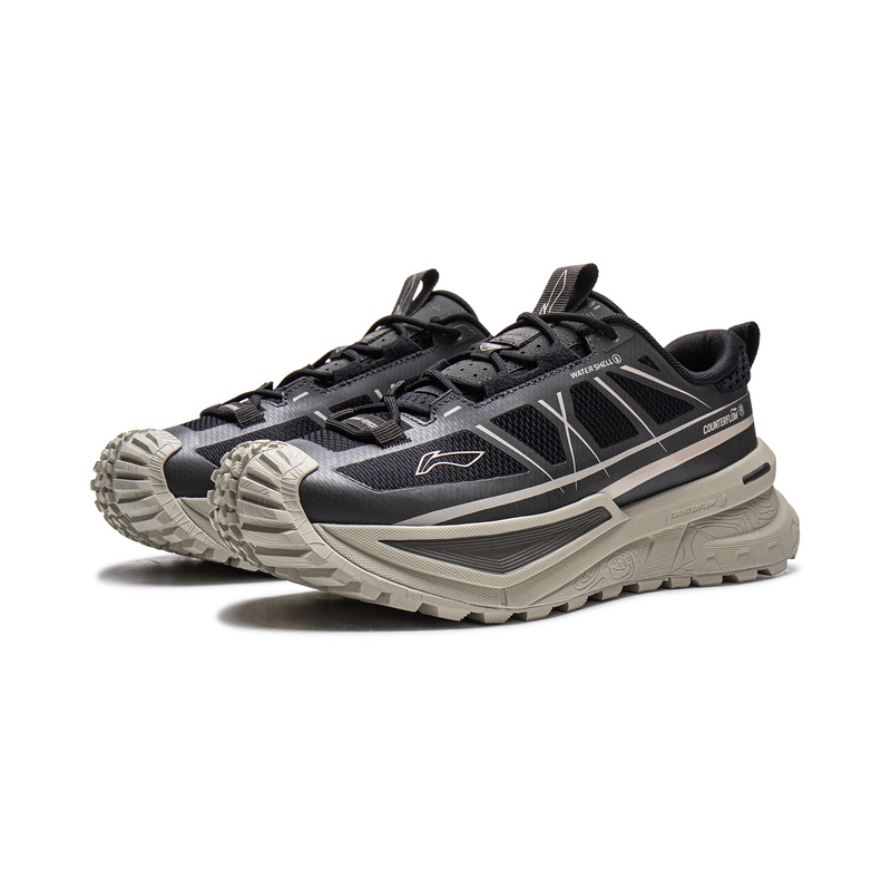 Li Ning Outdoor CF Tracing, Xingchuan SE TPU Low top Hiking Shoes Unisex Black Obsidian Gray