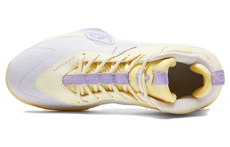 PEAK Slip Resistant Abrasion Resistant Mid top Basketball Shoes Men’s Purple Yellow