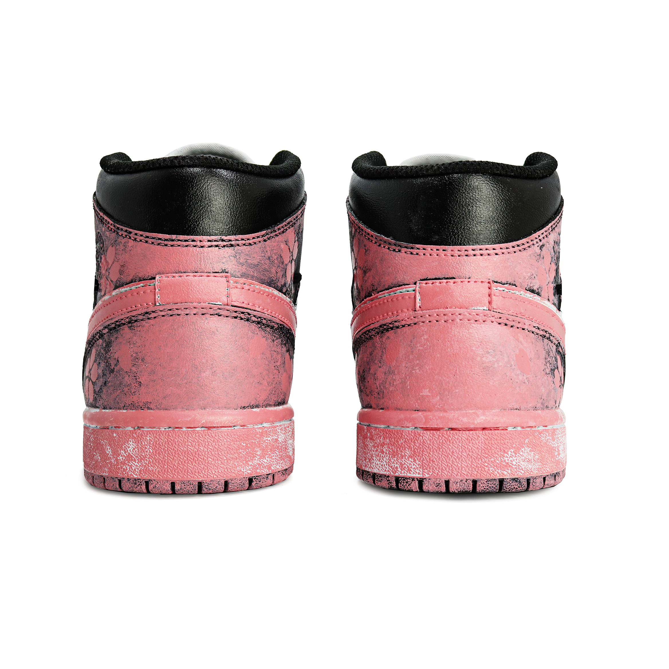 Jordan Air Jordan 1 Slip Resistant Abrasion Resistant High top Vintage Basketball Shoes Unisex Black Pink