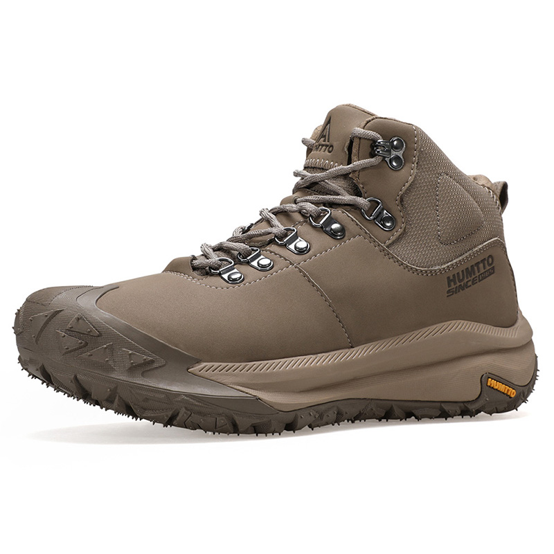 HUMTTO Fleece Lined Fashion Comfortable Cushioning Coverage Rebound High top Mountaineering Shoes Men’s Sand