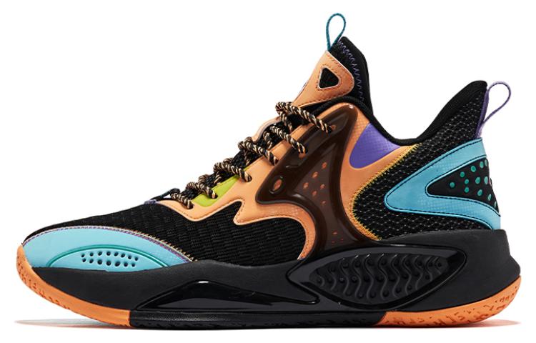 QIAODAN Textile, Synthetic Leather Cushioning Slip Resistant Abrasion Resistant Mid top Basketball Shoes Men’s