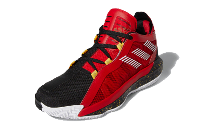 Мужские кроссовки adidas D lillard 6 GCA (красный / черный / желтый) — Красный / чёрный / жёлтый — фото 2