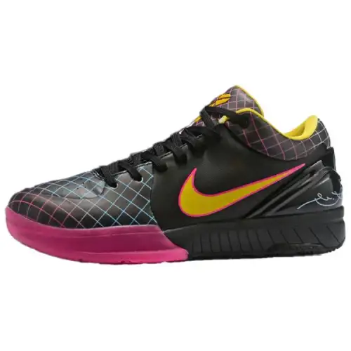 Nike Zoom Kobe 4 Protro PE, fashionable and versatile, shock-absorbing, non-slip and wear-resistant, low-top basketball shoes, men's black, pink and orange