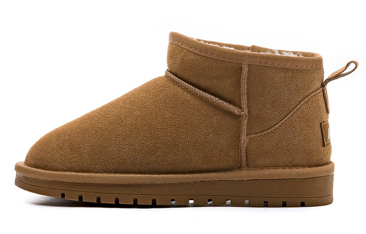 Warrior pull back casual fleece warm comfortable versatile short-leg snow boots same style for men and women brown
