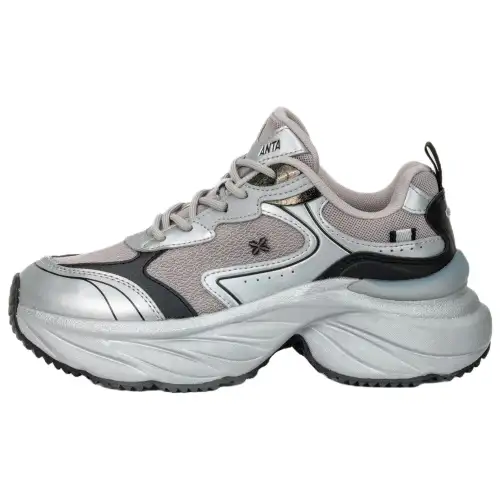 Anta Cloud Rising Abrasion Resistant Breathable Low top Chunky Sneakers Women's Gray Silver Black