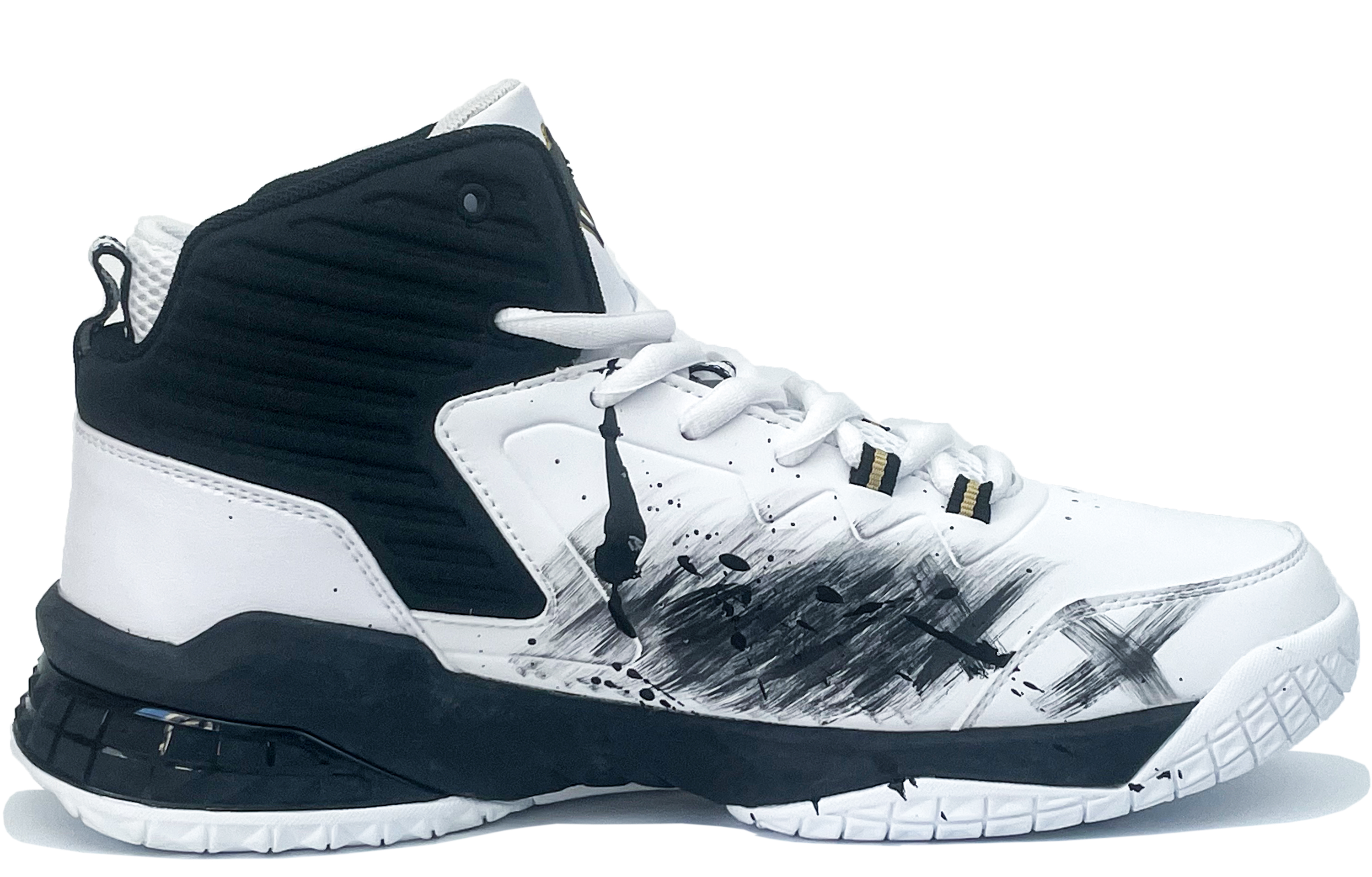 QIAODAN Grinding 1 Yueshan Shoe, Smiley Face Storm Cushioning Slip Resistant Abrasion Resistant High top