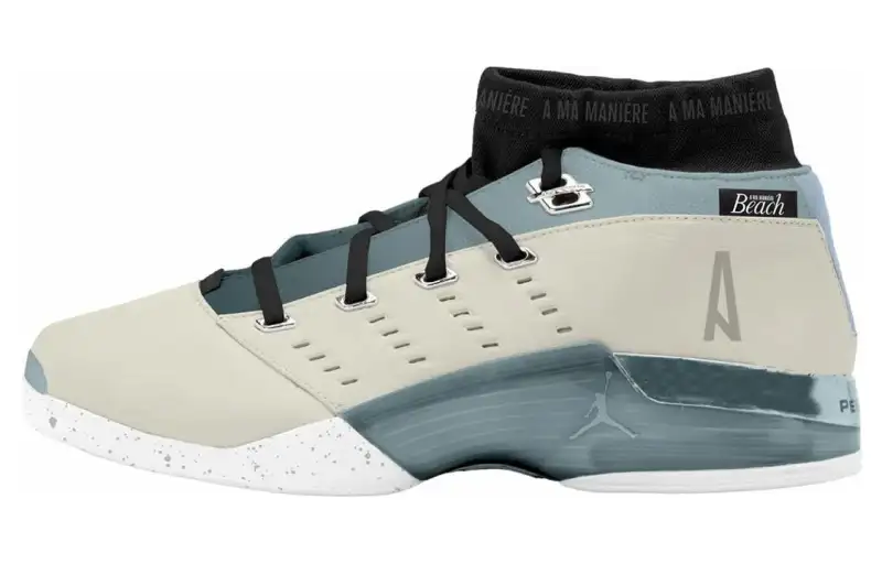 A Ma Maniere x Jordan Air Jordan 17 Low Cushioning Mid top Vintage Basketball Shoes Men's Beige Blue