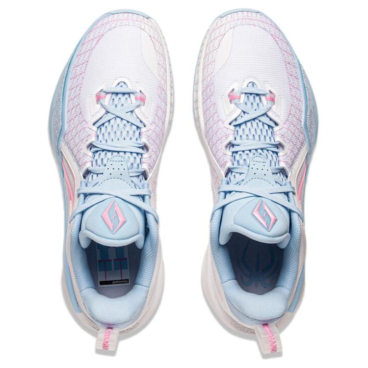 Li Ning Speed 2 Comfortable And Trendy Slip Resistant Rebound Low top Basketball Shoes Men’s White Blue