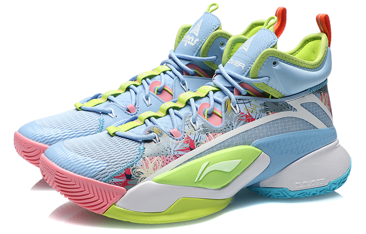 Li Ning Power 7 Textile, Artificial Leather Cushioning Slip Resistant Abrasion Resistant Support Rebound Mid top