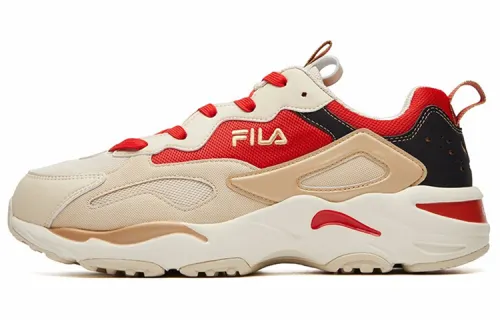 FILA Tracer Textile, Synthetic Leather Comfortable Low top Chunky Sneakers Men's Beige Red
