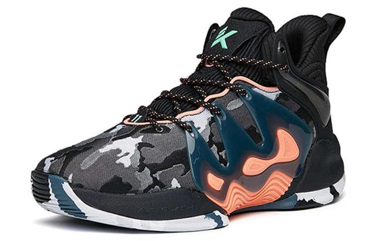 Anta Mountain 1 Abrasion Resistant Slip Resistant Mid top Performance Basketball Shoes Men’s Black White Gray