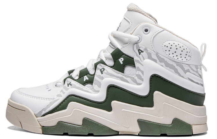 Kappa Athleisure Abrasion Resistant Abrasion Resistant High top Vintage Basketball Shoes Unisex White Green