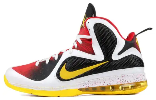 Nike Lebron 9 Championship Pack James Championship Pack Shock Absorbing Anti-Slip High Top Practical Basketball Shoes Men's White Red Black