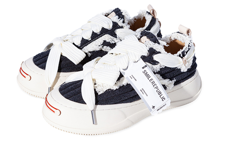 SMILEREPUBLIC Open Ended Smiling Collection Low top Canvas Shoes Unisex Black