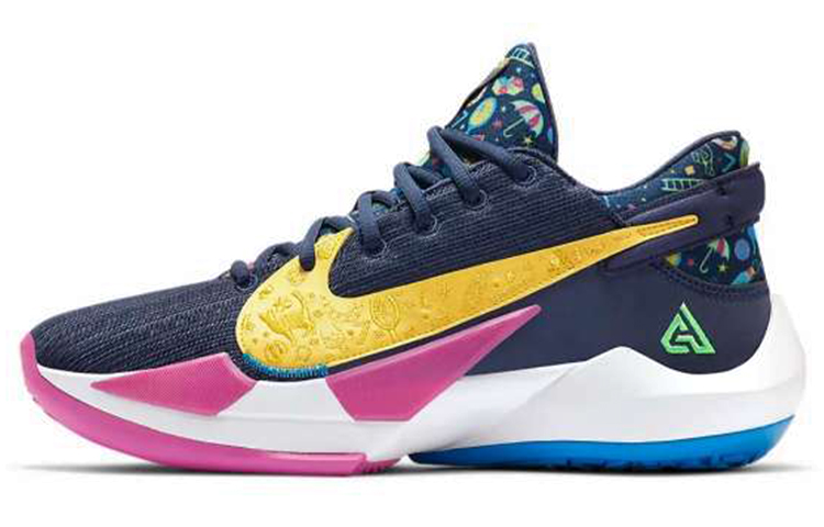 Nike Freak 2 Zoom EP \"Make Your Own Luck\" Antetokounmpo Fabric Synthetic Leather TPU Shock Absorbing Anti-Slip Wear-Resistant Low-top Practical Basketball Shoes Same Style for Men and Women Midnight Blue Domestic Version
