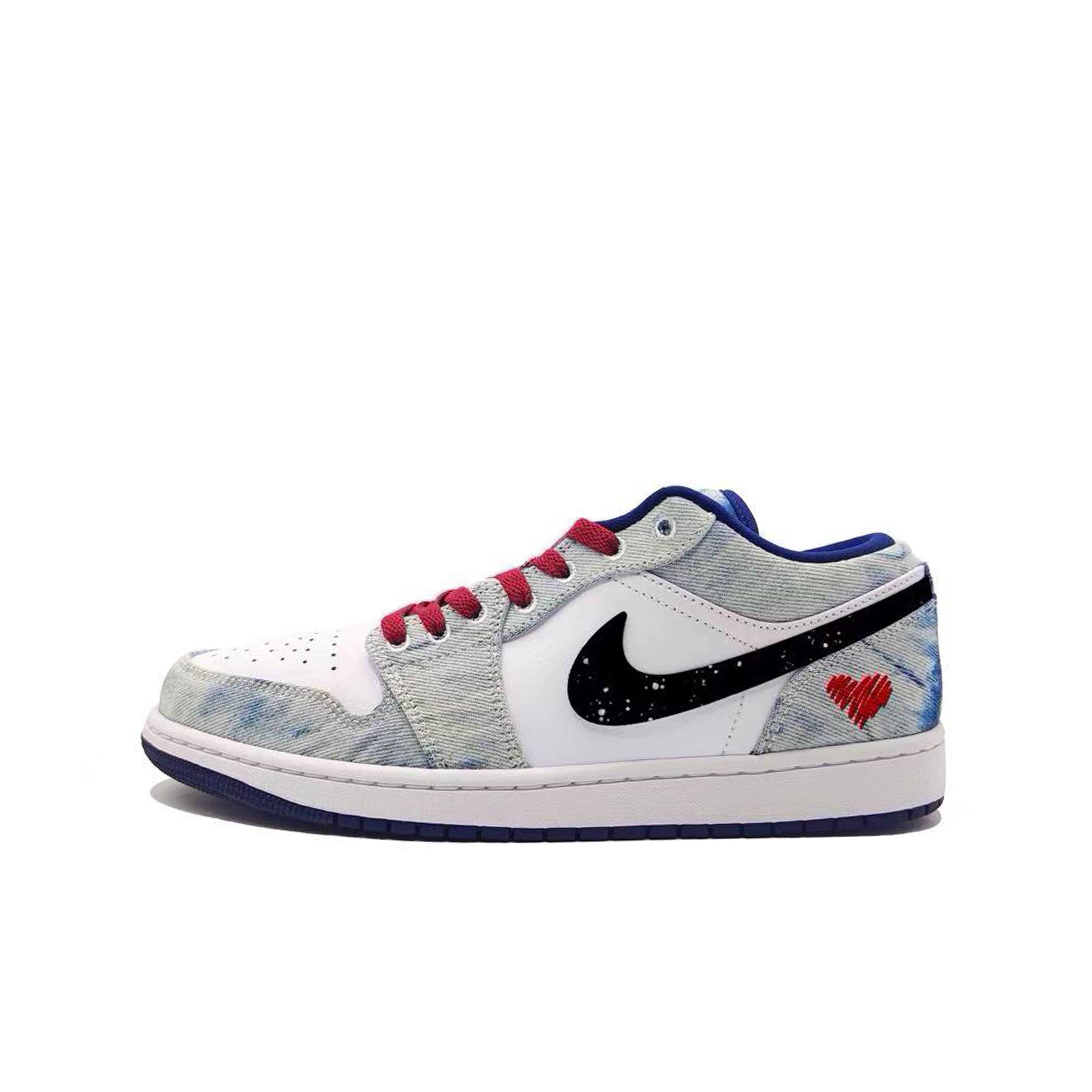 Jordan Air Jordan 1 Heart To Heart Abrasion Resistant Low top Vintage Basketball Shoes Men's White Blue