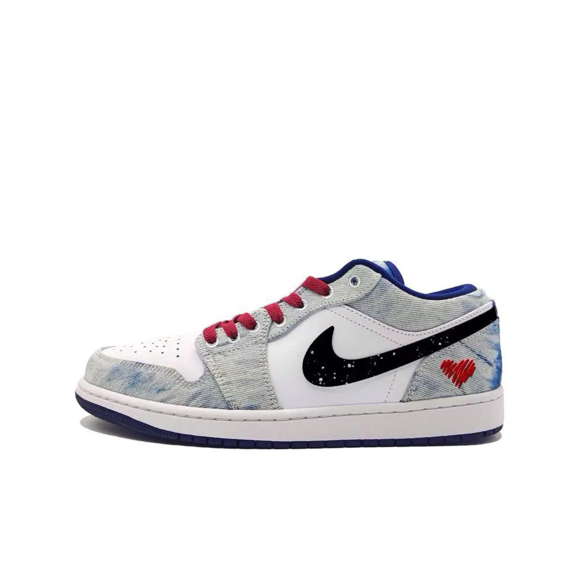 Jordan Air Jordan 1 Heart To Heart Abrasion Resistant Low top Vintage Basketball Shoes Men's White Blue