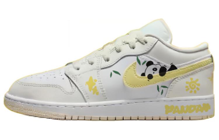 Jordan Air Jordan 1 Abrasion Resistant Slip Resistant Low top Vintage Basketball Shoes Women’s White Yellow