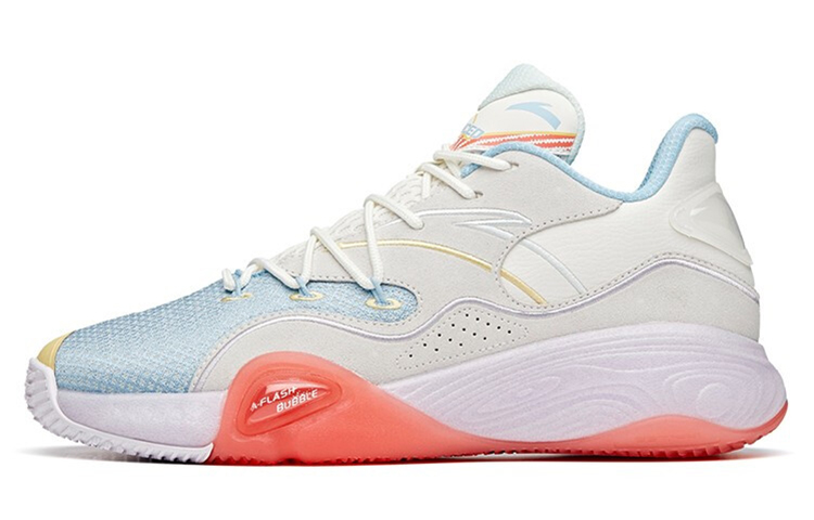 Anta Anta Cement Bubble 1.0 Comfortable and Versatile Textile Synthetic Leather Shock Absorbing Anti-Slip Wear-Resistant Breathable Low-top Basketball Shoes Men's Blue Gray Red
