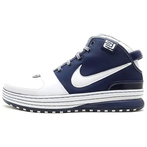 Nike Lebron 6 Yankees Comfortable Slip Resistant Lightweight Mid top Basketball Shoes Men's White Blue