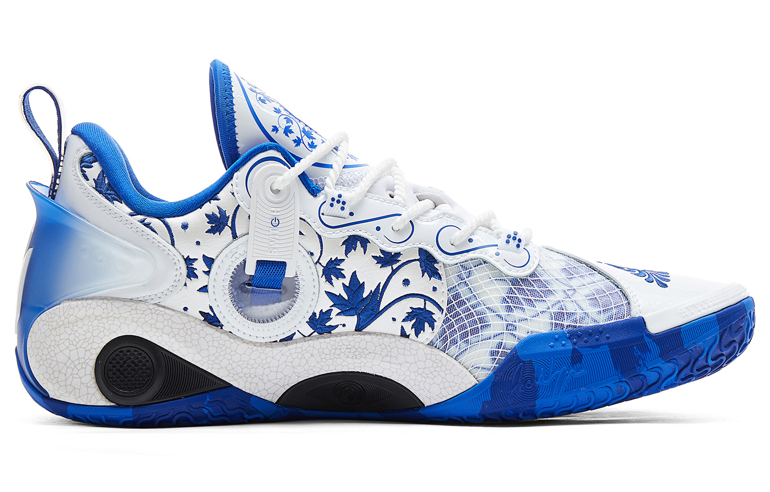 PEAK Wiggins AW3 Basketball Shoes Men’s Low Top All White Bright Blue
