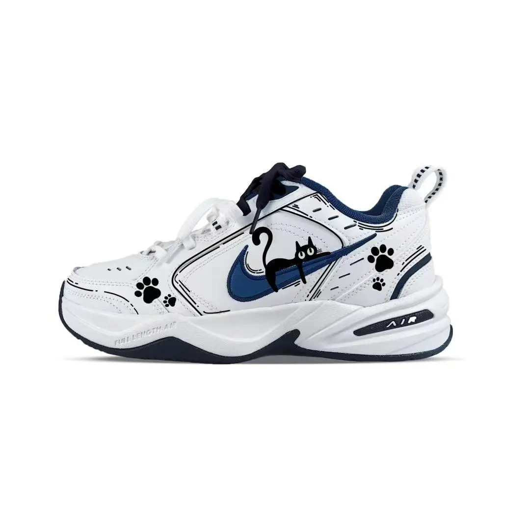 Nike Air Monarch 4 Abrasion Resistant Breathable Low top Chunky Sneakers Unisex Blue White