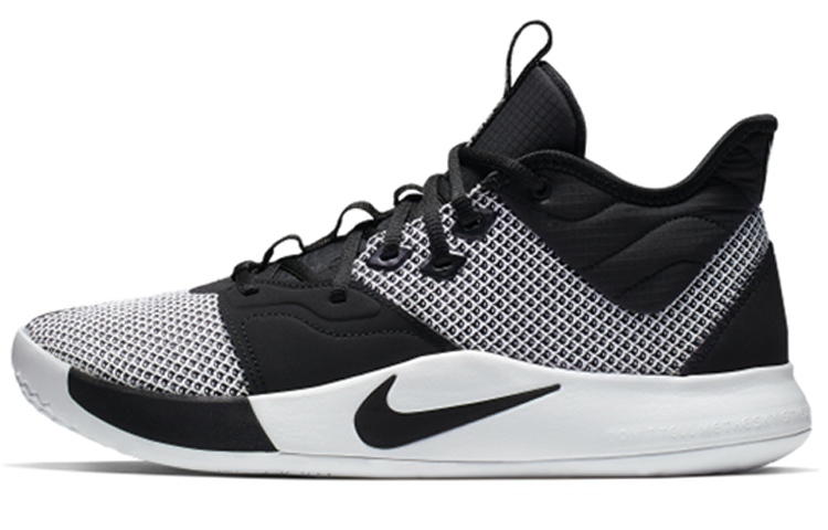 Nike PG 3 White Black OG lace-up, shock-absorbing, non-slip, wear-resistant, low-top practical basketball shoes, men's black and white