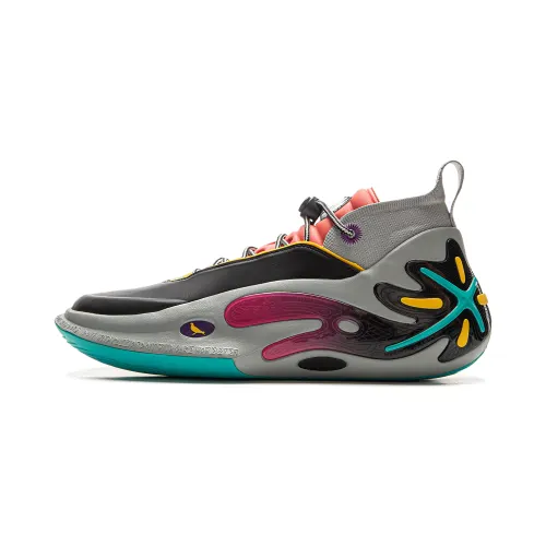 LiNing Wow11 Cushioning Lightweight Rebound Mid Top Basketball Shoes Men's Black Gray