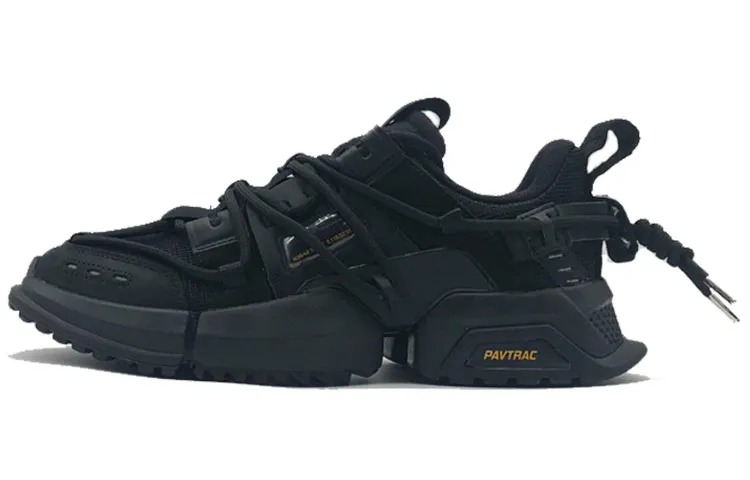 Li Ning Pan Gu Trek Slip Resistant Lightweight Abrasion Resistant Low top Chunky Sneakers Men's Black