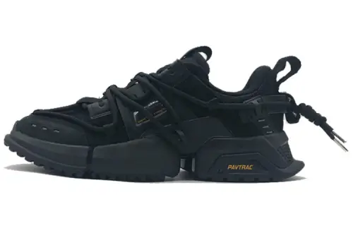 Li Ning Pan Gu Trek Slip Resistant Lightweight Abrasion Resistant Low top Chunky Sneakers Men's Black