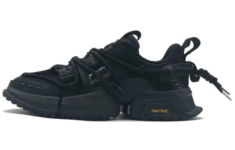 Li Ning Pan Gu Trek Slip Resistant Lightweight Abrasion Resistant Low top Chunky Sneakers Men's Black