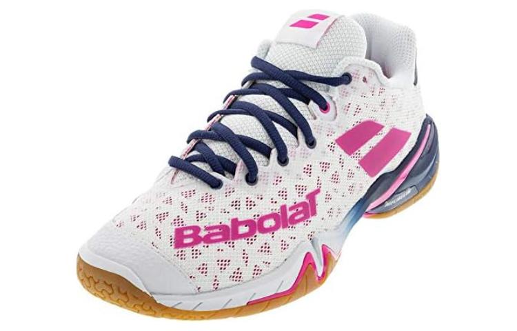 Babolat Mesh Cushioning Slip Resistant Low top Badminton Shoes Women’s White Rose Red