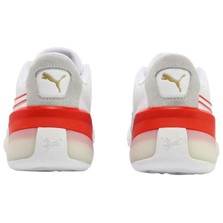 PUMA Clyde Hardwood Slip Resistant Abrasion Resistant Low top Basketball Shoes Unisex White Red