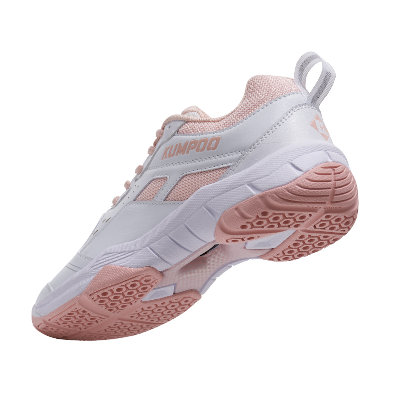 KUMPOO Cushioning Breathable Support Low top Badminton Shoes Unisex White Pink