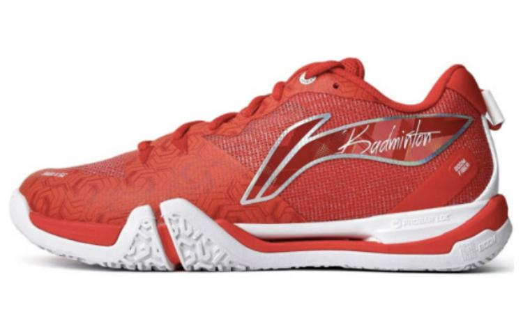 Li Ning Flying Close To The Ground Slip Resistant Abrasion Resistant Low top Badminton Shoes Unisex Red White