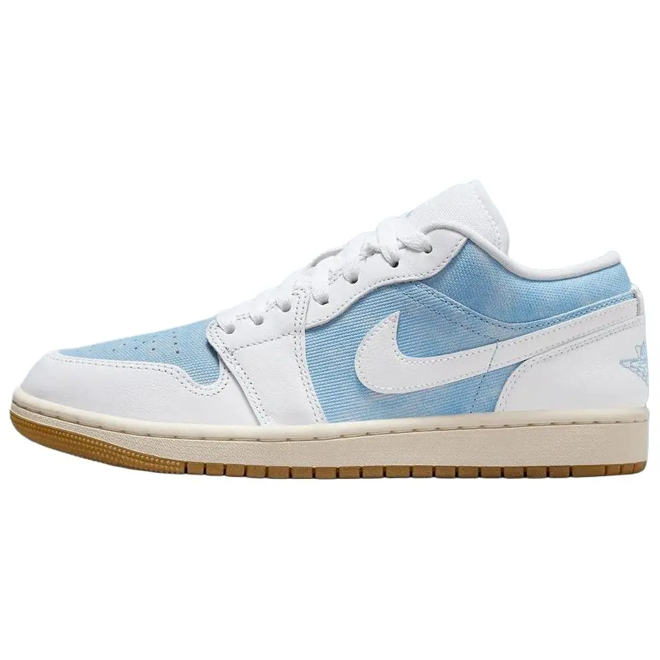 Jordan Air Jordan 1 Denim Leather Cushioning Low top Vintage Basketball Shoes Women's Blue White