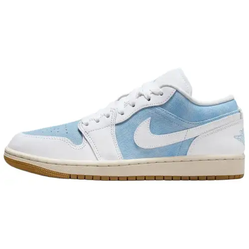 Jordan Air Jordan 1 Denim Cushioning Low top Vintage Basketball Shoes Women's Blue White